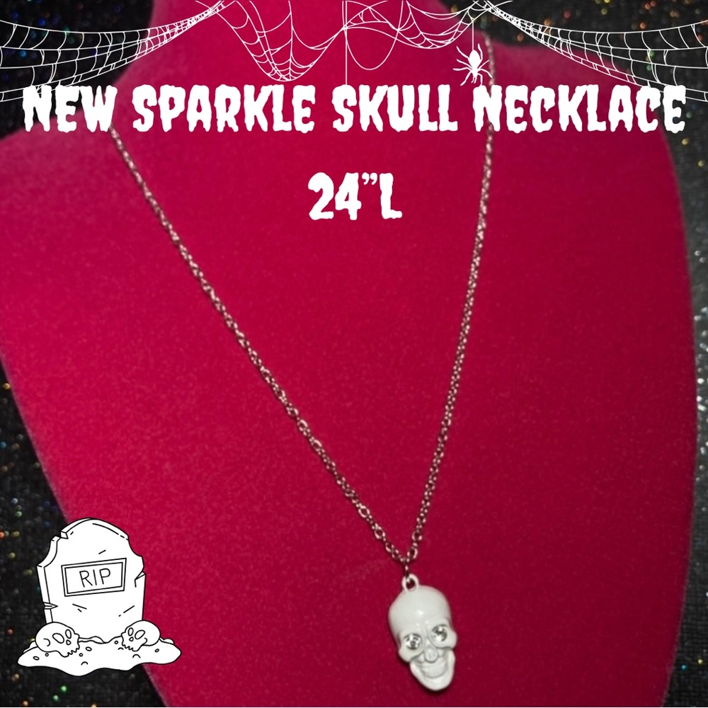 Sterling Silver 925 White Skull Necklace Bling Skeleton Witchy Vibes goth emo